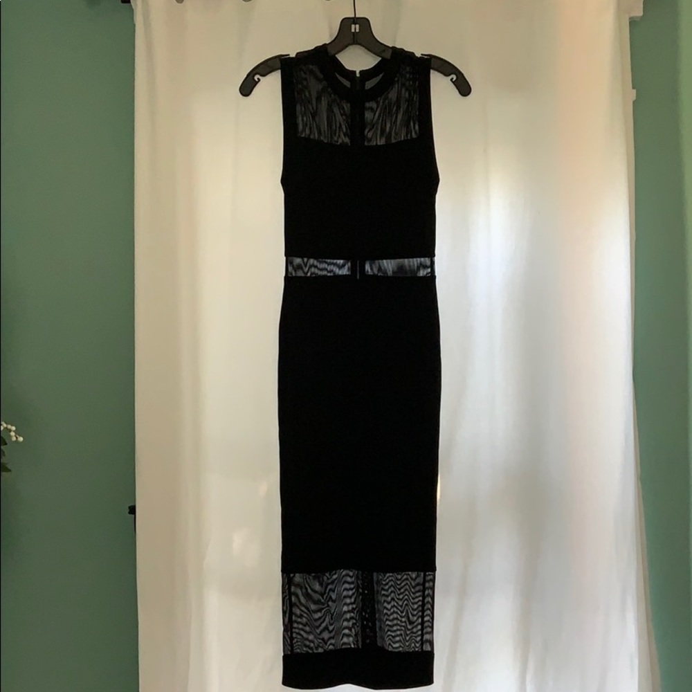 alice + olivia silk mesh panel dress